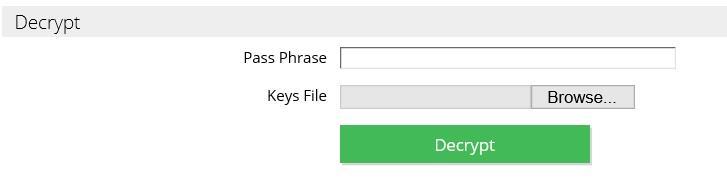 4. Enter the passphrase and browse to the key, if they match the popup will reload displaying the