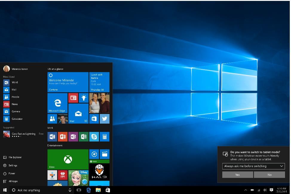 Continuum Windows optimizes your experience for what you re doing and the device you re using.