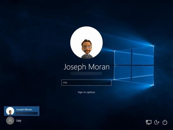 SAMPLE LOGIN SCREEN WITH A MICROSOFT ACCOUNT LOGIN OPTIONS: PIN CODE PASSWORD Windows Hello Optical Recognition only available with 3D