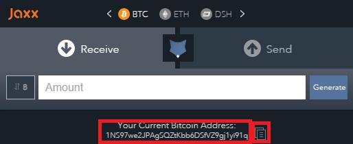 Receive Coins To receive coins click on the left button Receive.