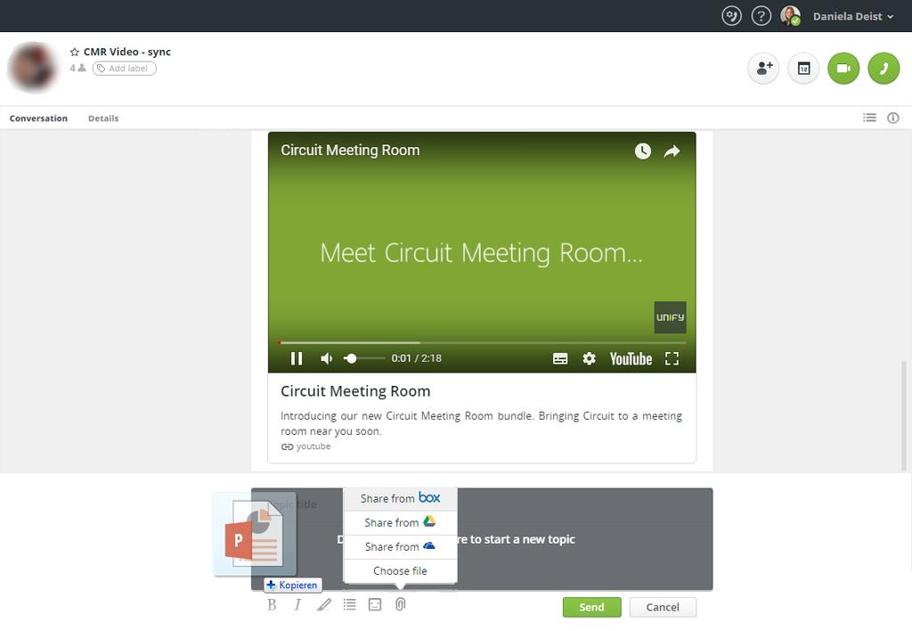 Having conversations File sharing In Circuit you can easily share documents, images and videos 1.