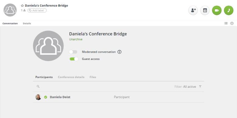 before adding other participants. 1. Click on the + at the bottom left corner. Select conference bridge.