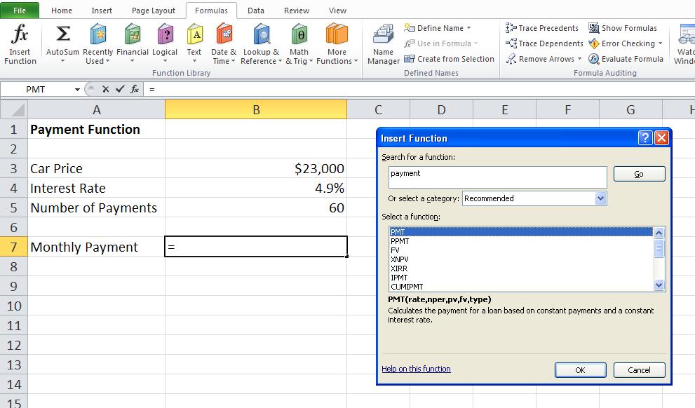 Payment Function Excel provides a simple way to calculate monthly loan payments using the Payment Function.