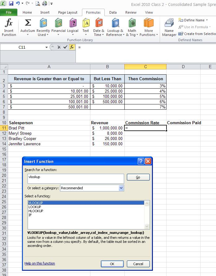 VLOOKUP The VLOOKUP function in Excel is a useful tool when you need to perform calculations that reference a table with a range of values.