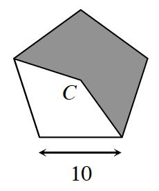 8-93. Find the area of the shaded region for the regular pentagon below if the length of each side of the pentagon is 10 units.