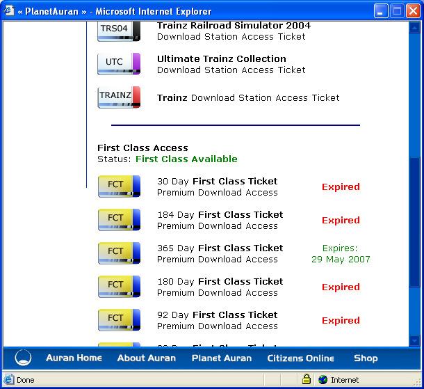 The top part of the page will show which type of tickets are available. Scroll down the page a little to display your current ticket status.