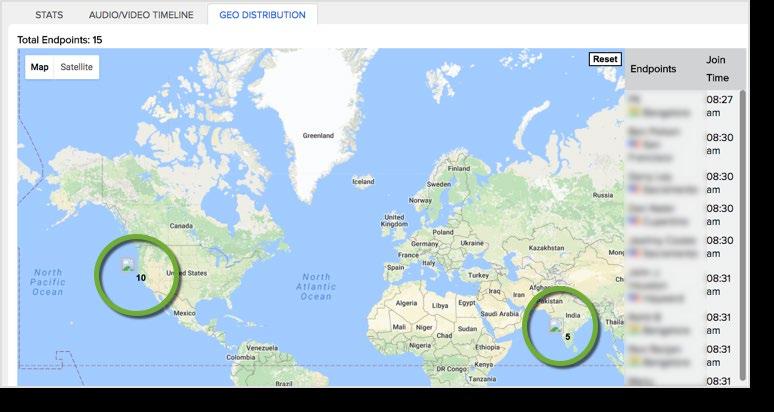 Details - Geo Distribution Map displays location (number) of