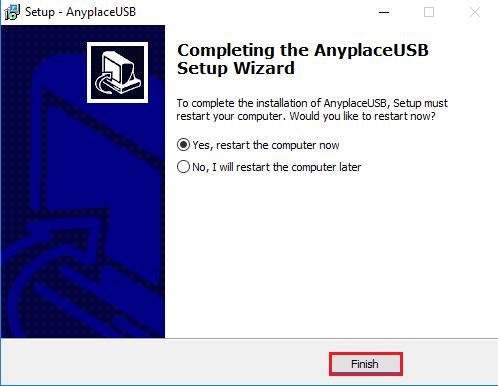 After you click Install to install AnyplaceUSB software program in the client computer, you will see the following information.