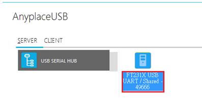 Share the AnyplaceUSB Serial Devices on Local Network First To share a serial device via Internet, please first refer to page 21~26, and share your