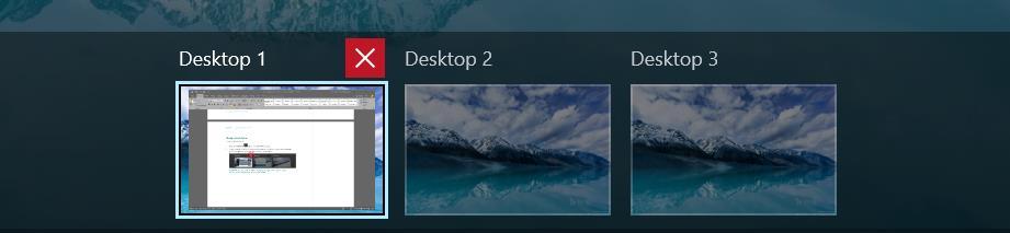 NOTE: When you close a virtual desktop containing open apps, those apps are moved into the virtual desktop that you created most recently.