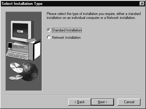 Installing MillCAM Designer 5) Select the correct type of installation from the two choices; "Standard", for stand-alone computers, or "Network", for multiple computers linked together by a network.