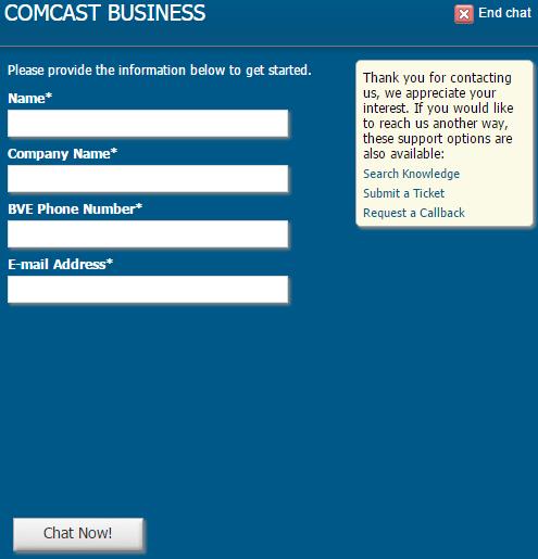 Result: During business hours, a page will be displayed to allow you to initiate a chat session,