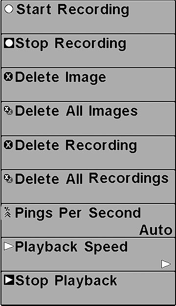 Snapshot and Recording X-Press Menu (Snapshot and Recording View only) The Snapshot and Recording X-Press Menu provides access to the image management and sonar recording functions.