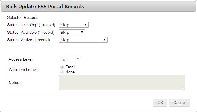 Using the filters at the top of the screen, you can determine which employees display in the table. You can also specify which portal to enable access to.