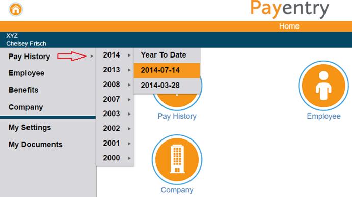 Use the Pay History Screen The Pay History screen in Payentry ESS displays your pay information.