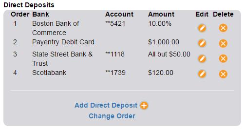 Manage Direct Deposit Details If your company is configured to do so, you can add, edit, or delete your direct deposit information through Payentry ESS.
