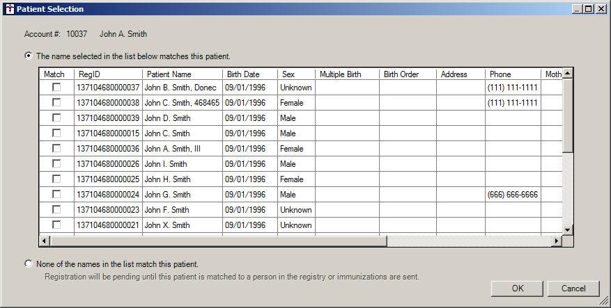 6. If there are multiple patients with a similar name in the registry, you will need to match the correct patient.