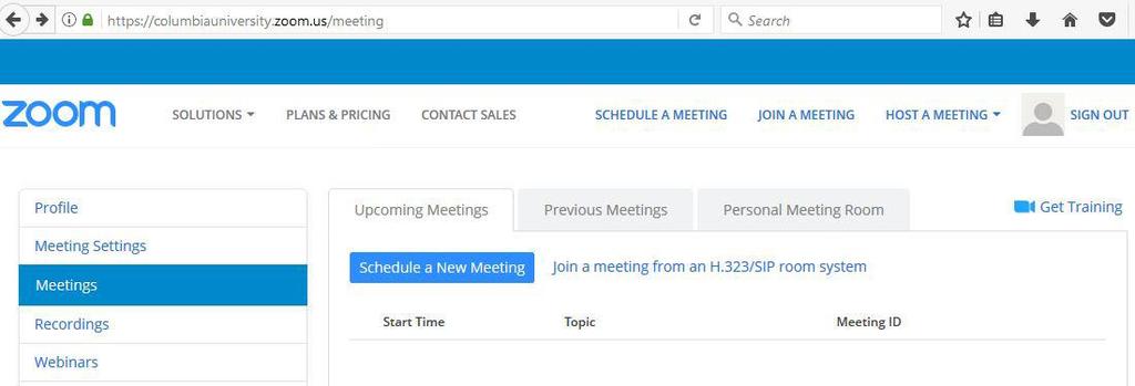 Scheduling a Zoom meeting SIGN IN to Zoom https://columbiauniversity.