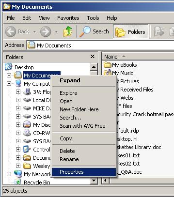 S2.2. Changing folder location in Windows XP, Vista & 7 In Windows XP, Vista & 7,