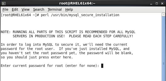 5 Configuring the MySQL server Setting security options 1. Run the mysql_secure_installation program.