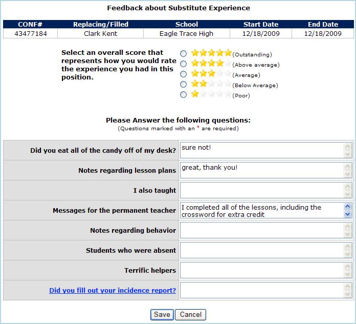 Rate your experience in the assignment Answer questions regarding the assignment Substitute