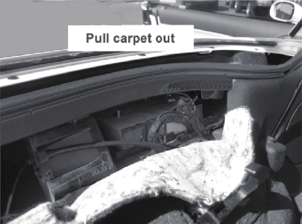 1) Remove the panel 2) pull out the carpet.