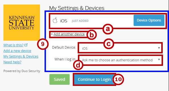 9. Once your ipad is registered, you will be taken to the My Settings and Devices page. You may configure the following (See Figure 8): a.