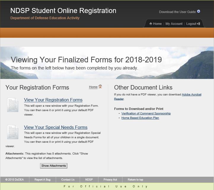 3.1 VIEW SUBMITTED REGISTRATION FORMS You may access and view your forms on the page below.