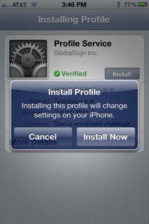 with the installation understanding that it will change settings