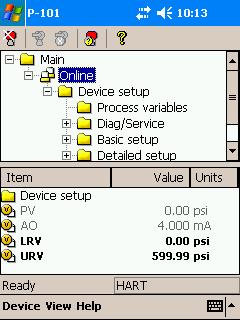 DevCom2000 PDA Smart Device Communicator Benefits: Perform complete HART device configurations using your PDA Uses the registered DD files from the HART Communication Foundation Complete access to