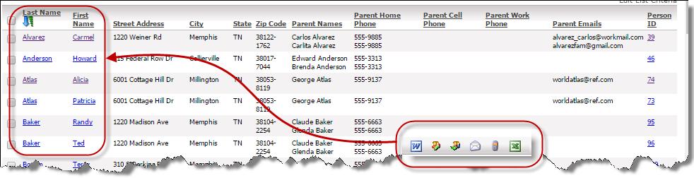 5. View new results that now include the Parent information.