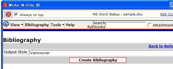 (6) In Write-N-Cite, click on the Cite link next to the record that you want to cite. (7) Save your Word document to your computer (File, Save As).