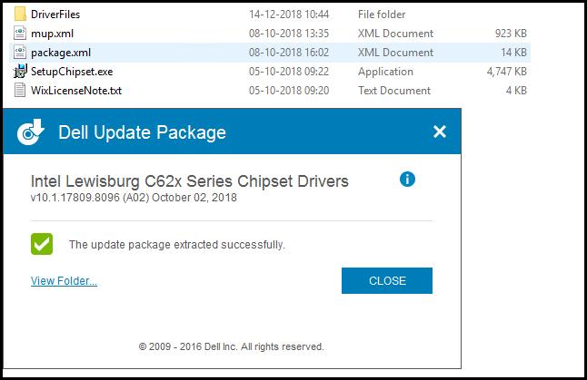 Figure 5. Contents of chipset drivers d e Windows Server 2019 chipset drivers are located at C:\Users\User_Name\Desktop\Driver\DriverFiles \production\windows10-x64.