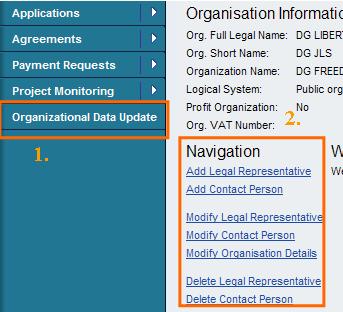 THE APPLICATION 8. Can I make changes to my organisations details, including the Legal Representatives and Contact Persons in PRIAMOS?