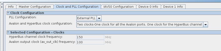 (S/Labs HBMC IP configured in Internal PLL mode) In the Clock and PLL Configuration Tab