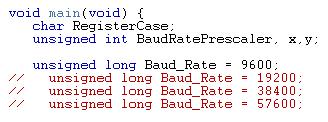 Figure 3-28. Baud rate configuration section 3. From the main menu choose Project > Debug. This compiles the source code, generates an executable file, and downloads it to the demo board. 4.