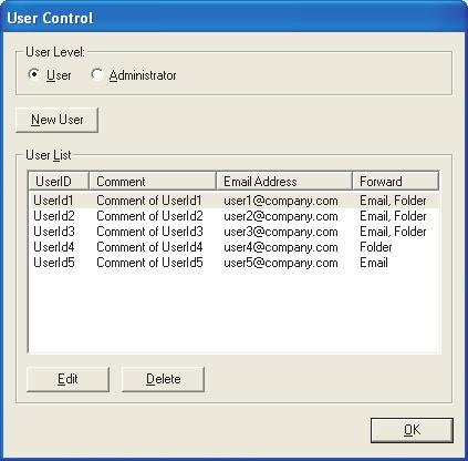 3.2.2 User 3.2.2 User If you are logged in to Instant Scanning Software as an administrator, you can create, edit, and delete user accounts. You can also assign administrator privileges.
