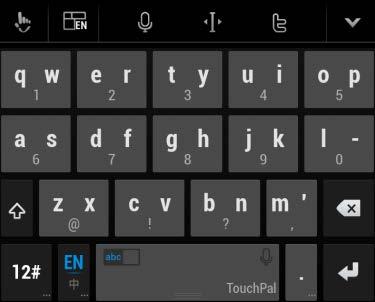 Touch to enter the left letter on the key; double-tap or flick right to enter the right letter/symbol on the key. If word prediction is enabled ( ), just touch the keys and choose the right word.
