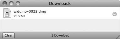 1. Click the Mac OS X link. The file will start downloading, and it will appear in the Downloads window shown in Figure 1-8. Figure 1-8: File download is complete. 2.