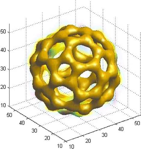Chapter 1 MATLAB Introduction and the Working Environment Figure 1-7 shows a three-dimensional diagram of an isosurface that reveals the GEODESIC domed structure of a fullerene carbon-60 molecule.