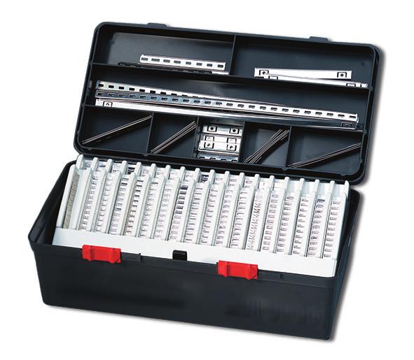 MINI Starter Set The MINI starter set box contains all the necessary equipment for manufacturing customized labels, all in a handy plastic toolbox.