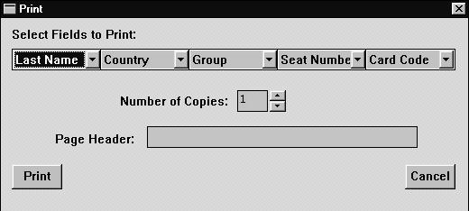 .6 PRINTING It is possible to print a hard copy of the current names file. You can also specify certain parameters relating to the printing of the dialogue boxes.