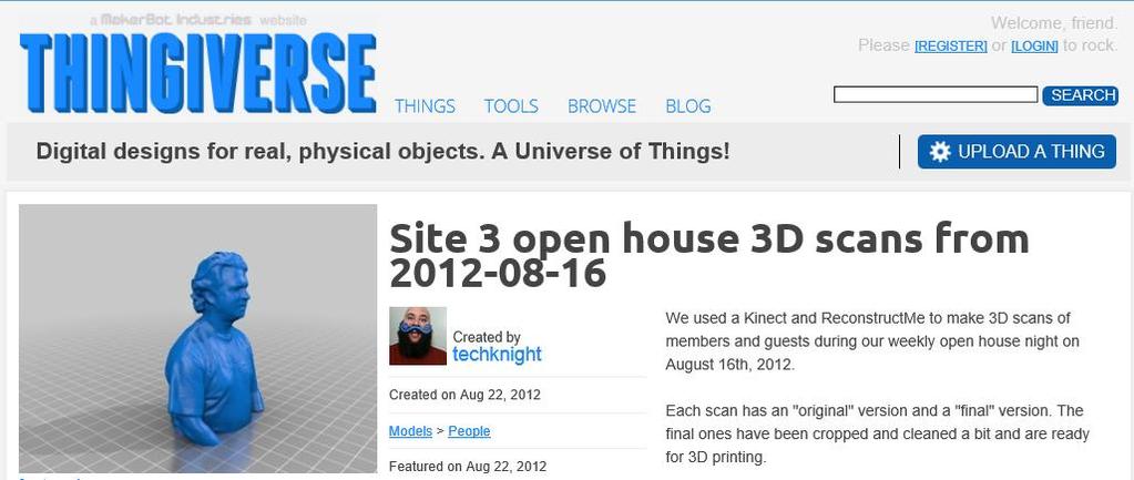 3D Scanning There is an iphone app called 123D Catch from Autodesk which will take 40 pictures and make a 3D model from
