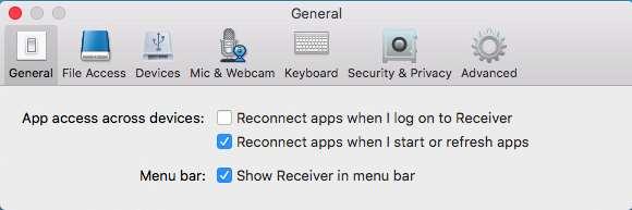 bar appears at the top of your Desktop session window The preferences Tab provides