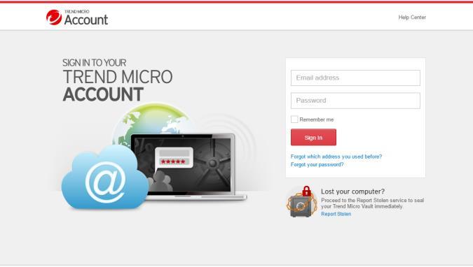 My Account To access your Trend Micro Account: 1. Select My Account in the Tools menu. The Trend Micro Account webpage appears.