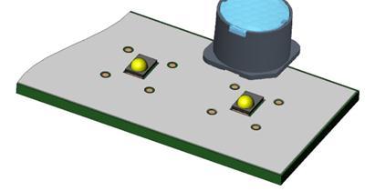 When properly installed, the flat bottom of the assembly should be in contact with the top of the PCB to