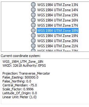 In the top box, scroll down to the Projected Coordinate Systems folder and choose