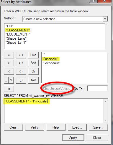 Don t try to type the query because it is very sensitive to spaces and formatting! 5. Close the attribute table. Now only the Principal Rivers should be selected. 6.