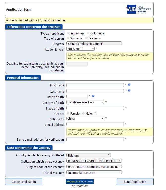 2. Fill in the online application form 2.