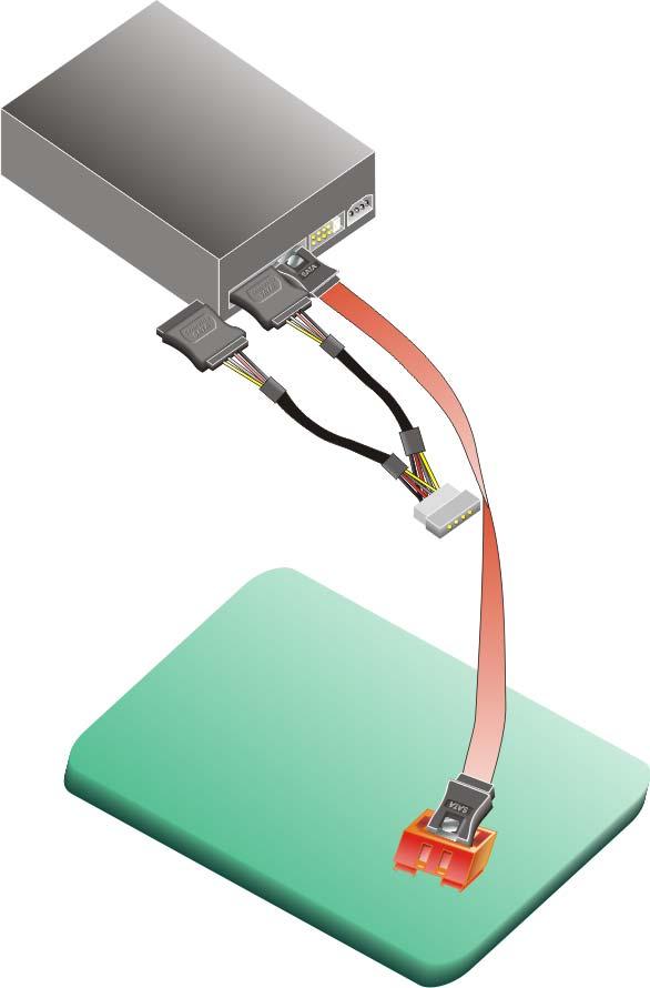 Step 3: Connect the connector on the other end of the cable to the connector at the back of the SATA drive (Figure 4-10).